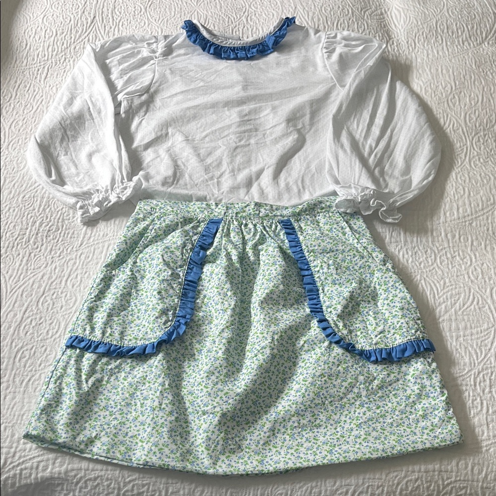 Mint Magnolia Floral Skirt Set with Ruffle Trim, Size 12